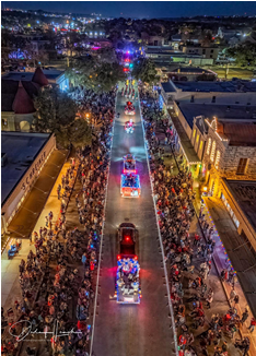 Lighted Holiday Parade Overhead Photo