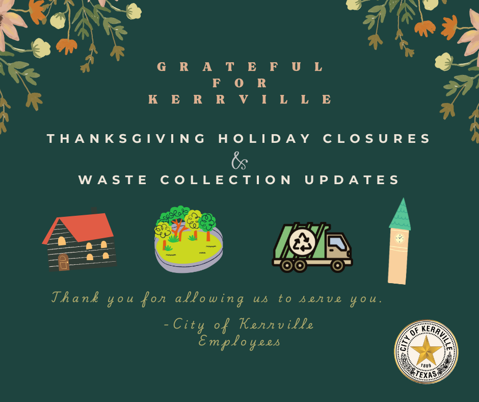 thanksgiving holiday closures and waste collection updates facebook post size 11-21-2025